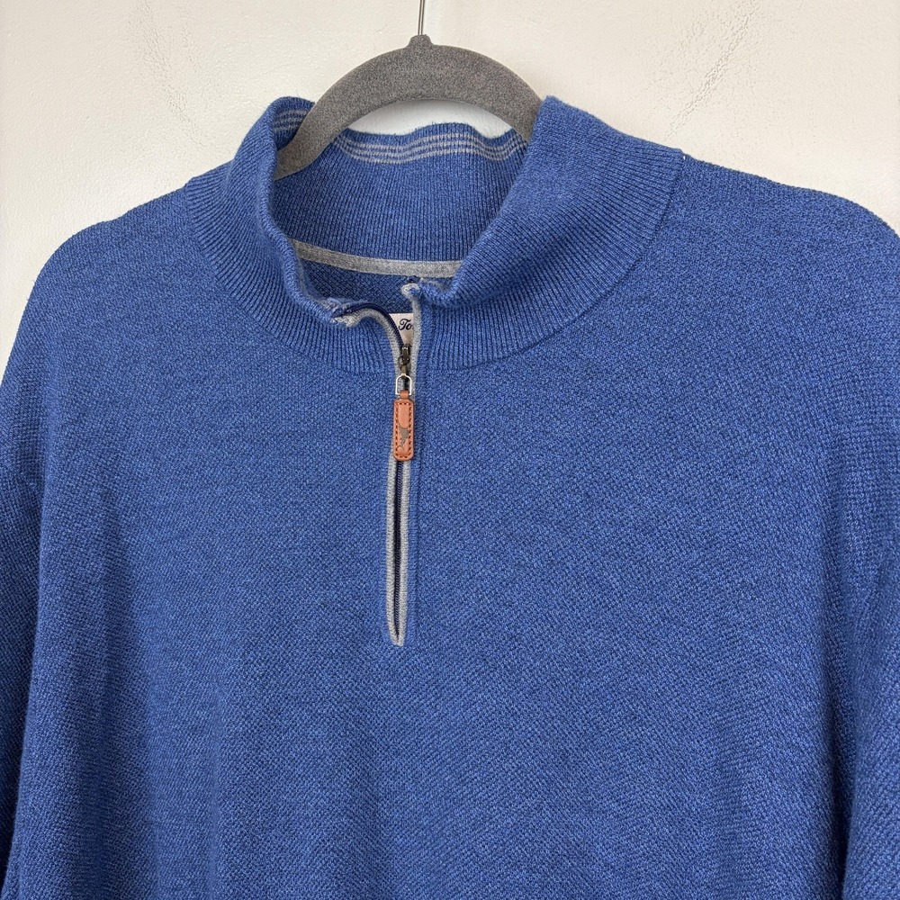Tommy Bahama Sweater Mens 3X Big Blue Quarter Zip Mock Neck Pullover IslandZone